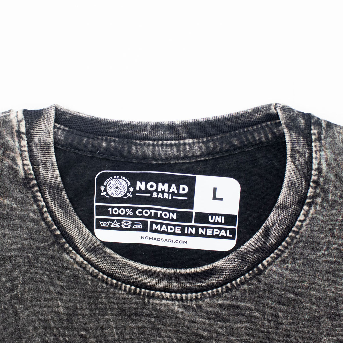 Nomad Sari Stonewashed T-Shirt - Compass of Life - Charcoal - Large – view 3