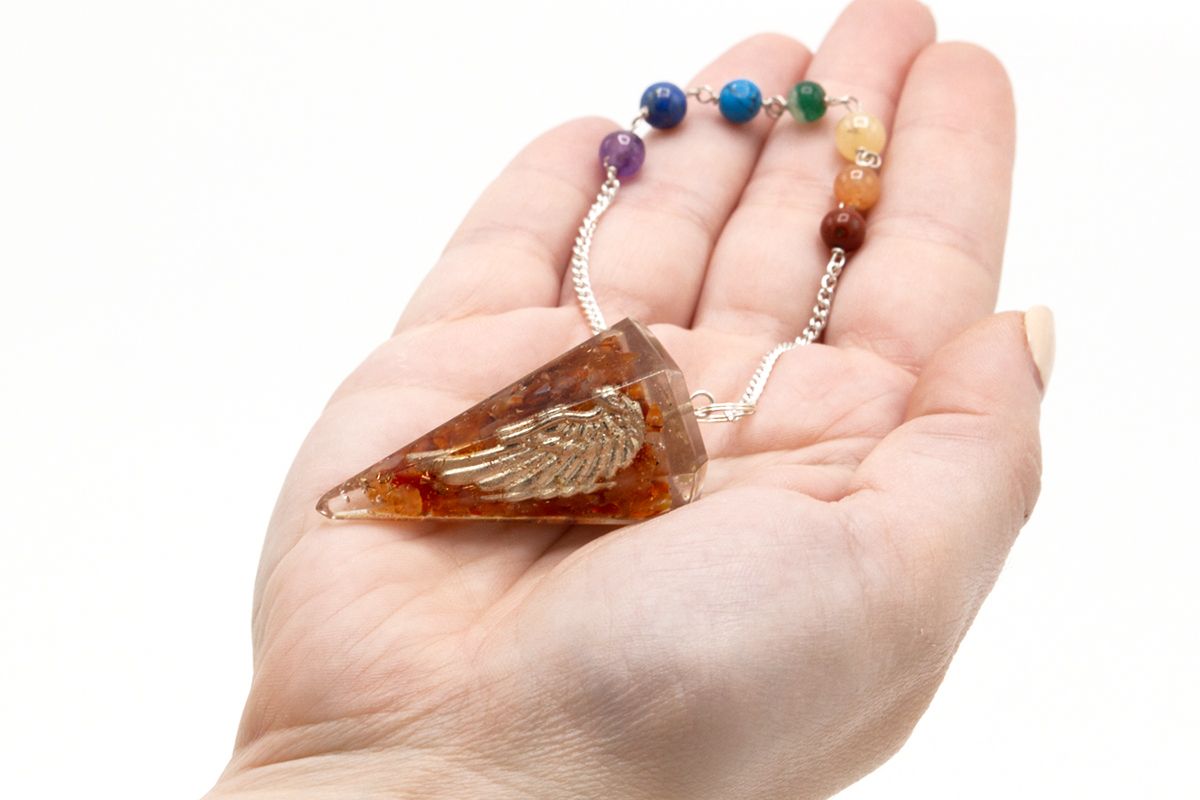 Orgonite Pendulum with Angel Wing Design – view 3