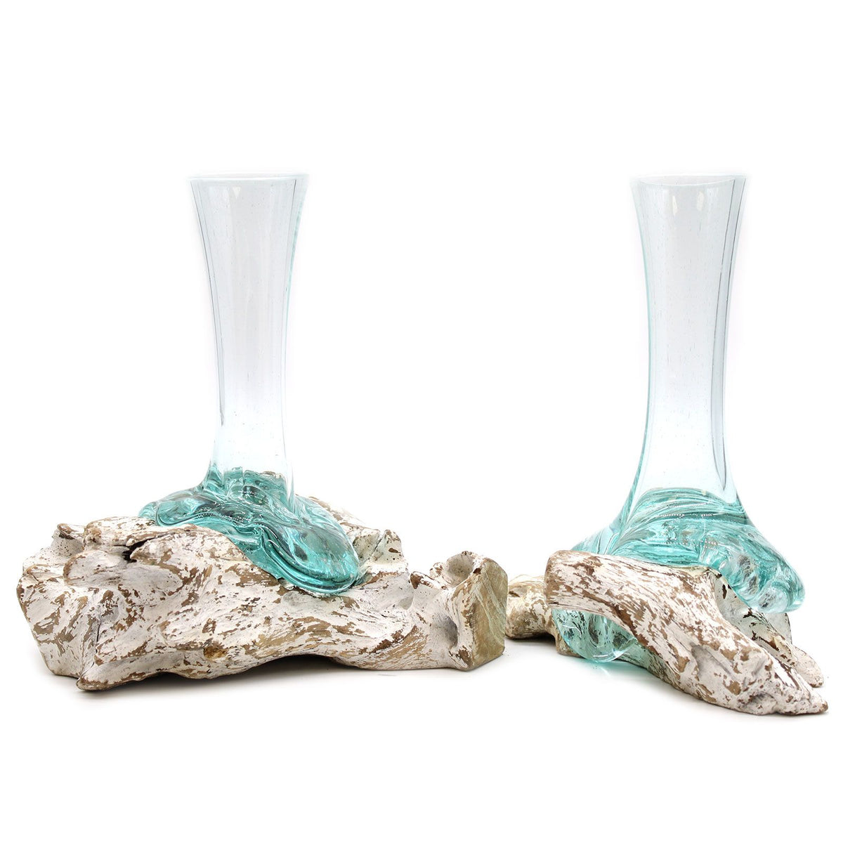 Molten Glass Vase on Whitewash Wood - Medium