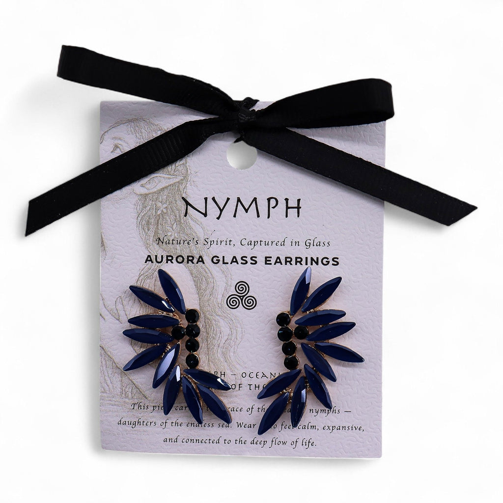 Nymph Royal Blue Fairies Vintage Glass Earrings – view 3