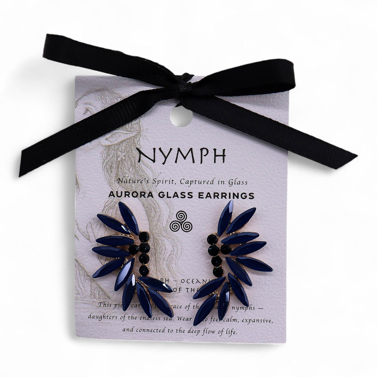 Nymph Royal Blue Fairies Vintage Glass Earrings – view 3