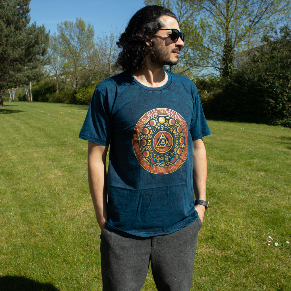 Nomad Sari Stonewashed T-Shirt - Stay Wild Moon Child - Blue - Medium – view 8