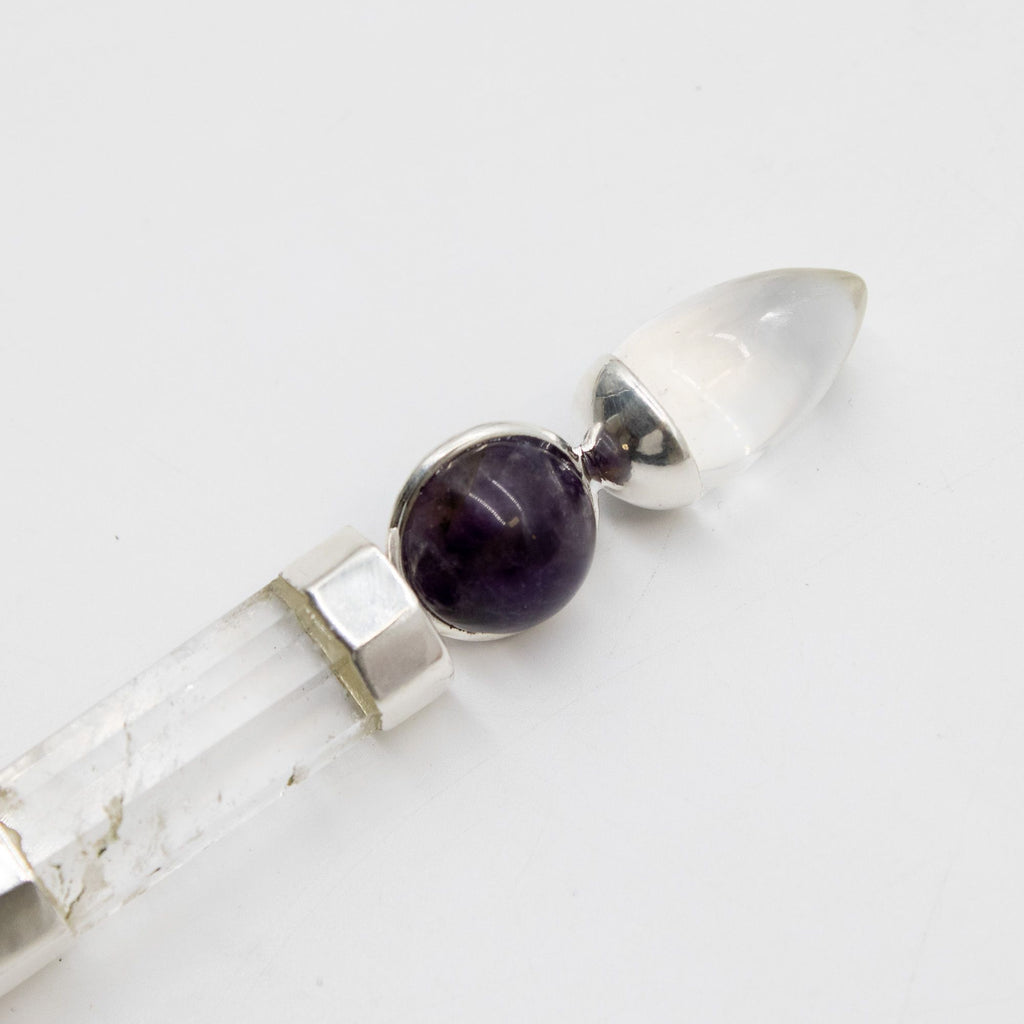 Axis of Grace Wand - Amethyst & Rose Quartz Spheres - 12cm – view 6
