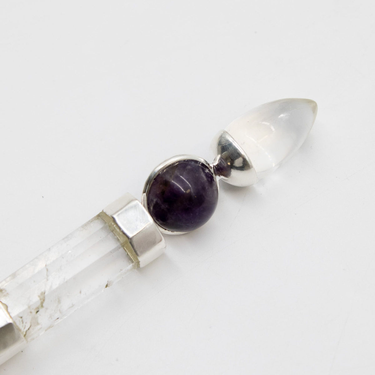 Axis of Grace Wand - Amethyst & Rose Quartz Spheres - 12cm – view 6