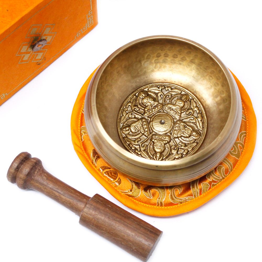 Five Buddha Singing Bowl Set - 13cm Brass