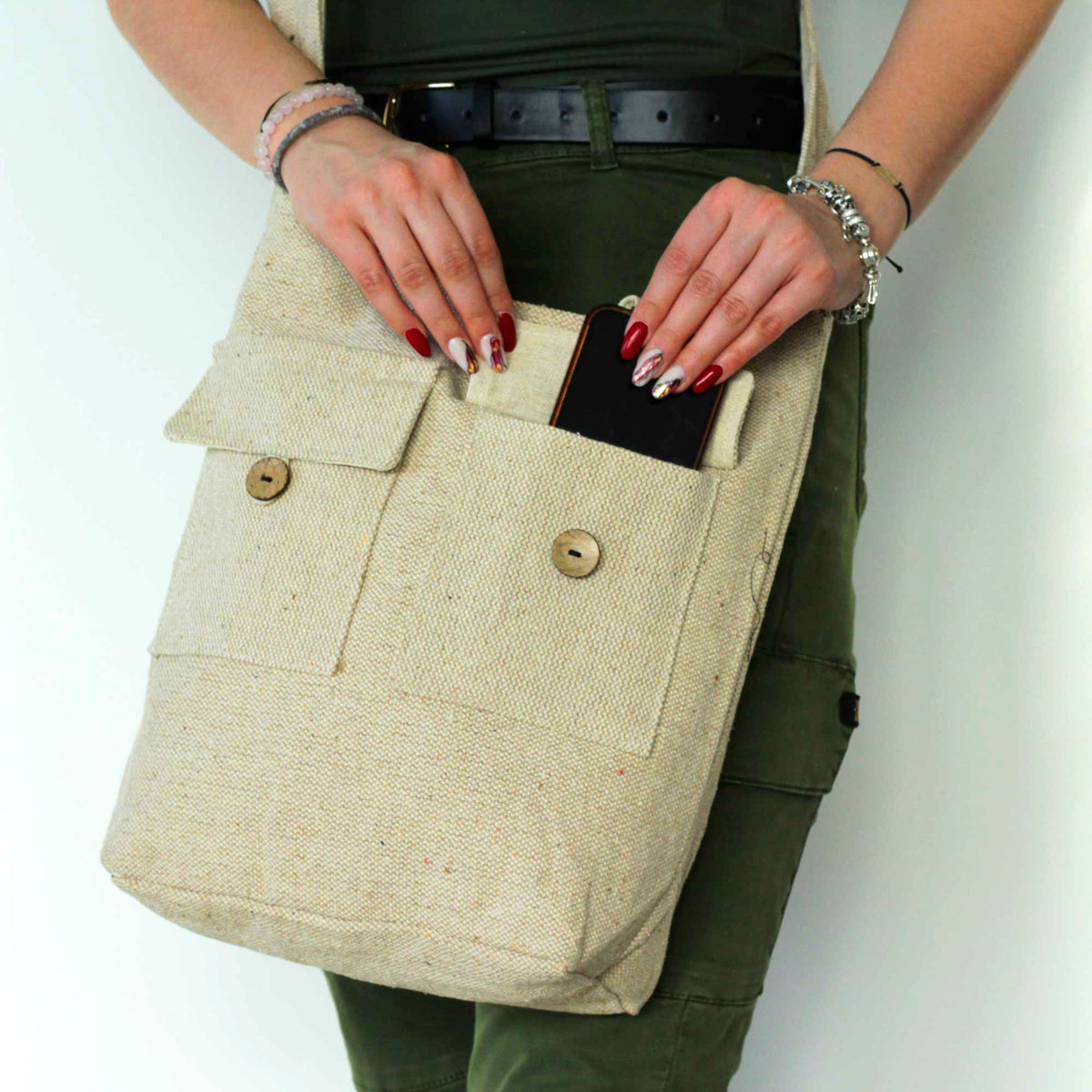 Natural Tones Two Pocket Bag Natural Large – view 3