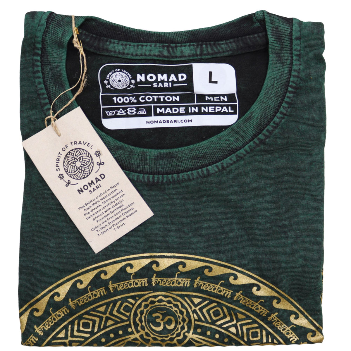 Nomad Sari Stonewashed T-Shirt - Chakra - Green - Large – view 2