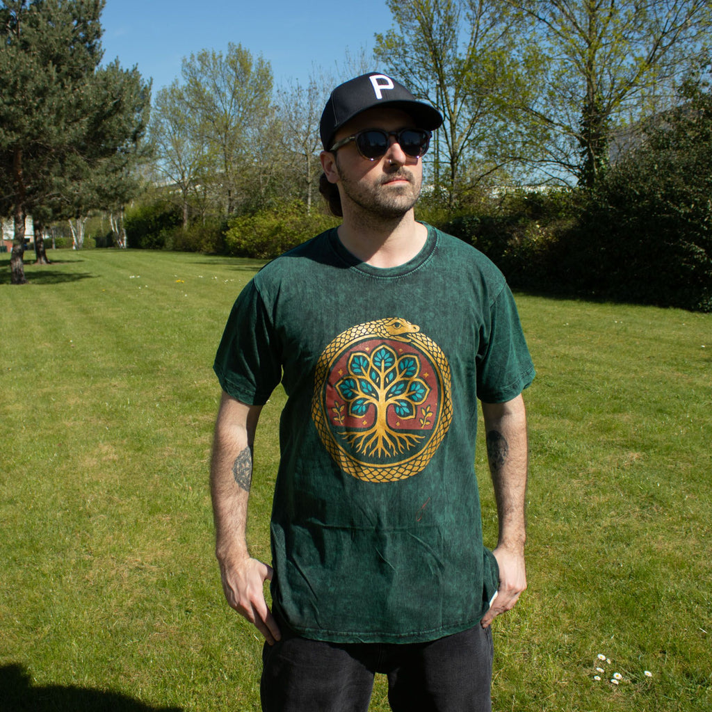 Nomad Sari Stonewashed T-Shirt - Tree of Life - Green - Large – view 4
