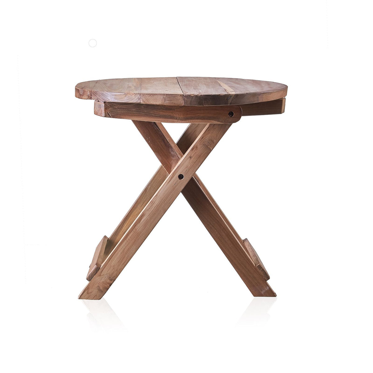 Round Folding Coffee Table, Recycled Teak - 50 cm – view 2