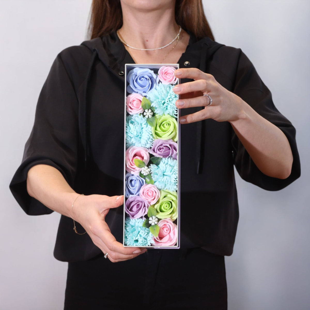 Long Soap Flower Gift Box - Baby Blessings Blue – view 2