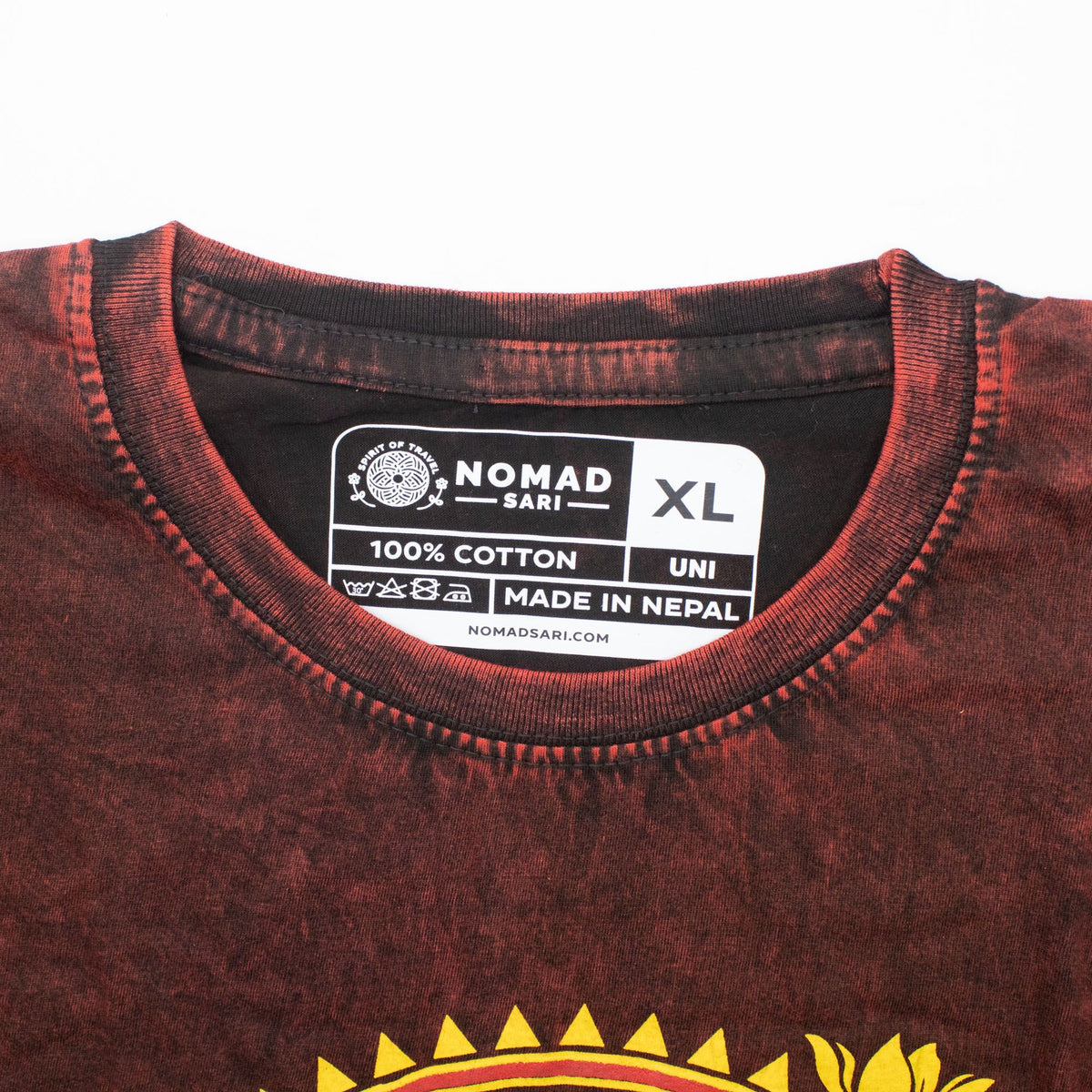 Nomad Sari Stonewashed T-Shirt - Dragon Mandala - Maroon - XL – view 6