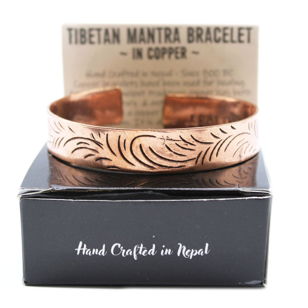 Copper Tibetan Bracelet with Wide Tribal Swirls