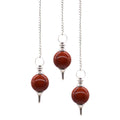 Red Jasper Sphere Pendulum on Silver Plated Chain