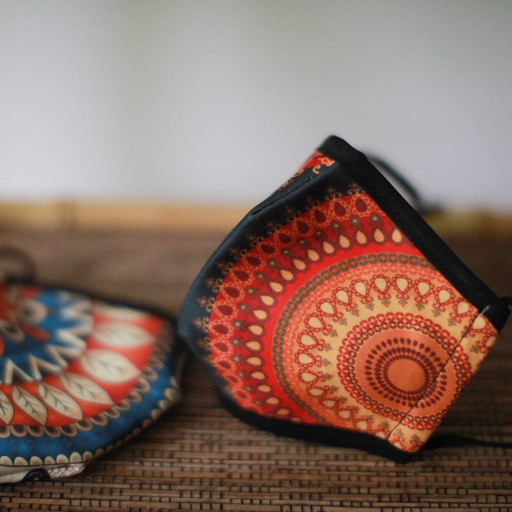 Reusable Fashion Face Covering - Orange Mandala Print (Adult) – view 10