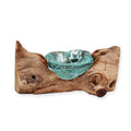 Molten Glass Single Candle Holder on Wood