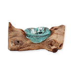 Molten Glass Single Candle Holder on Wood