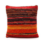 Rag Rug Cushion Cover - Rich Reds - 40x40cm – view 3