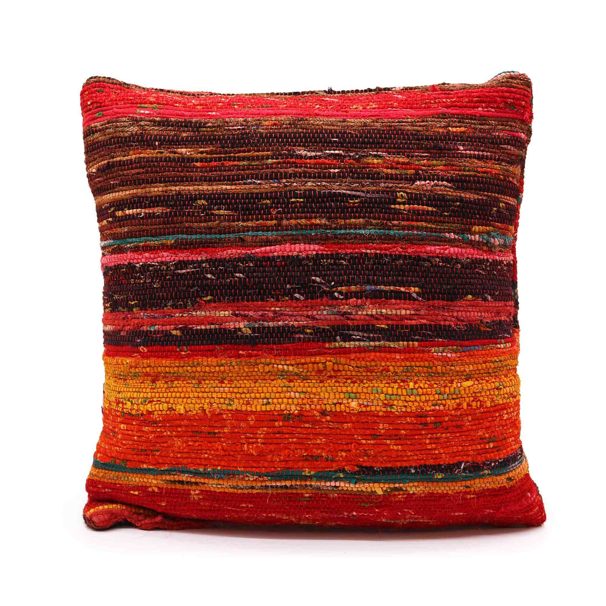 Rag Rug Cushion Cover - Rich Reds - 40x40cm – view 3