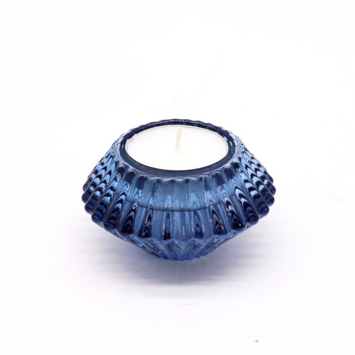 Set of 2 Flower Flip Candle Holders - Royal Blue
