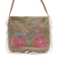 Fab Fringe Bag - Bicycle Embroidery on Jute