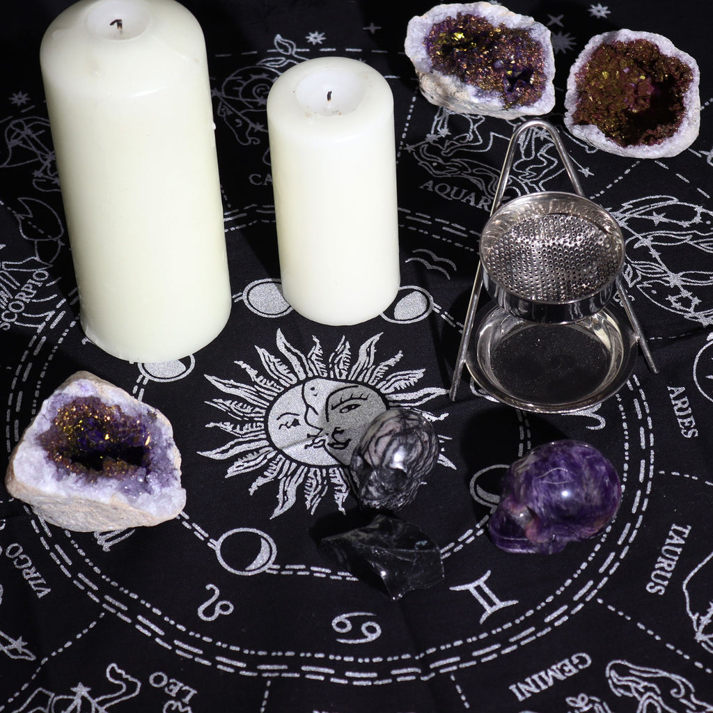 Fringed Altar Cloth with Horoscope Wheel Design