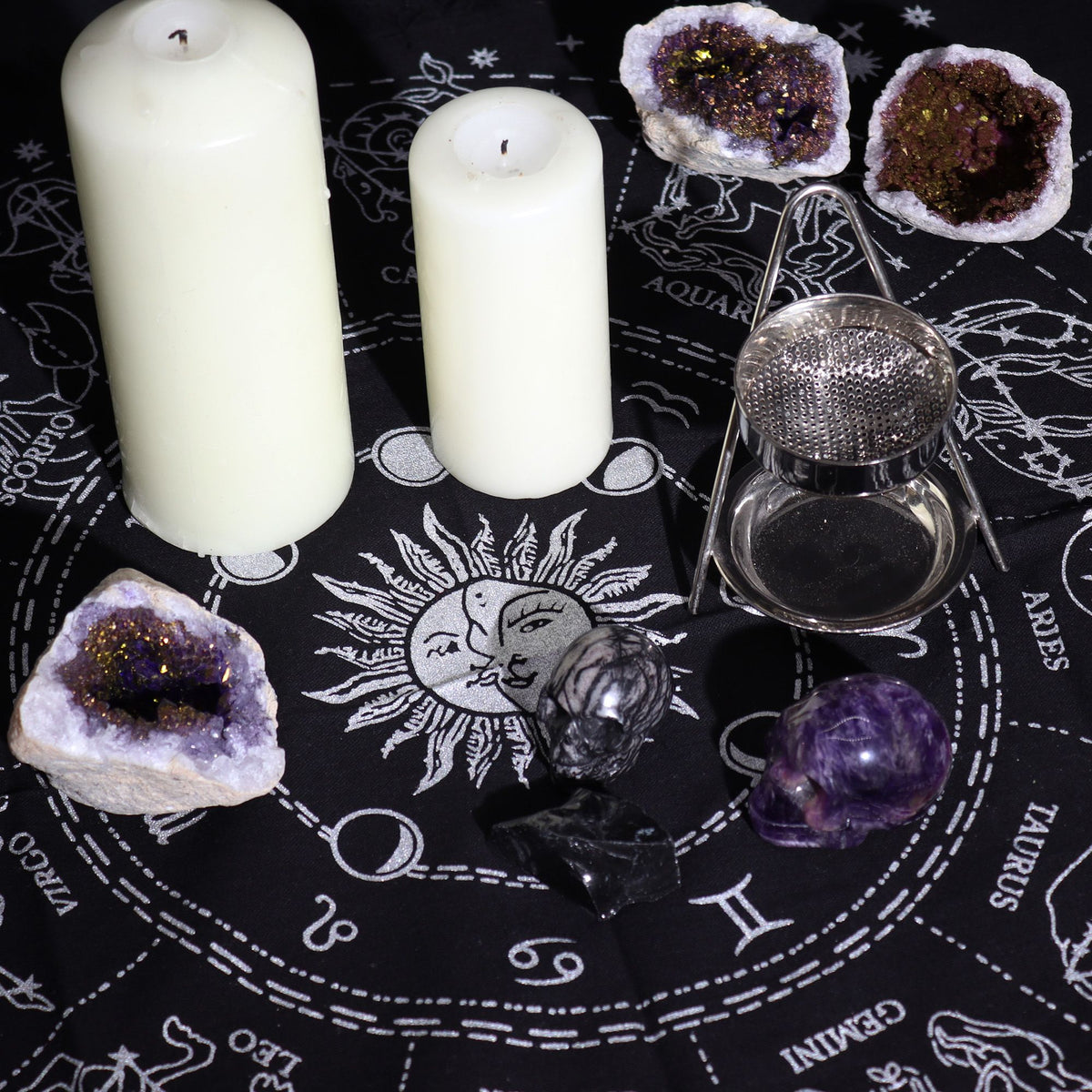 Fringed Altar Cloth with Horoscope Wheel Design