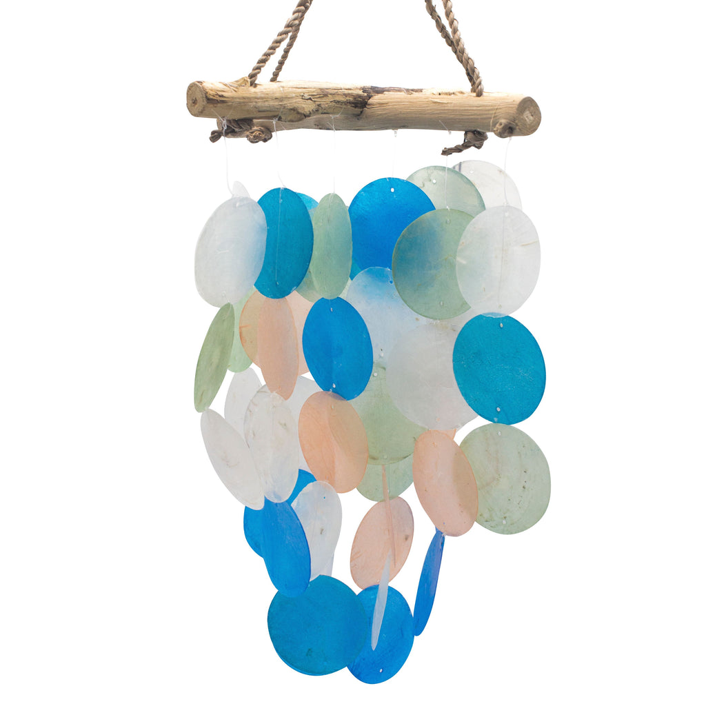 Blue & Pearl Driftwood Cross Wind Chime