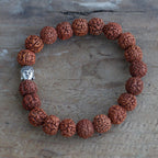 Rudraksha Buddha Bangle Mala - Natural Wood Beads – view 2