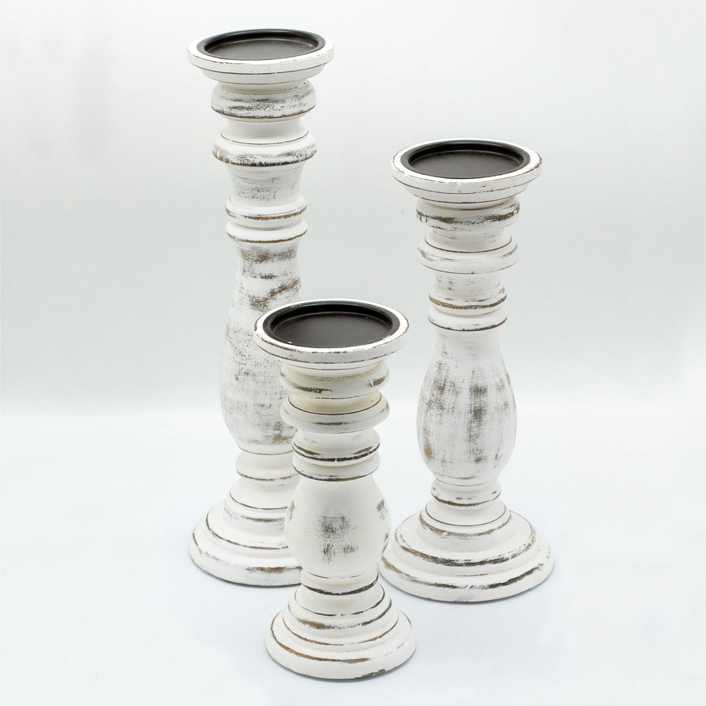 Whitewash Mango Wood Candle Stand - Large 37x10cm – view 3