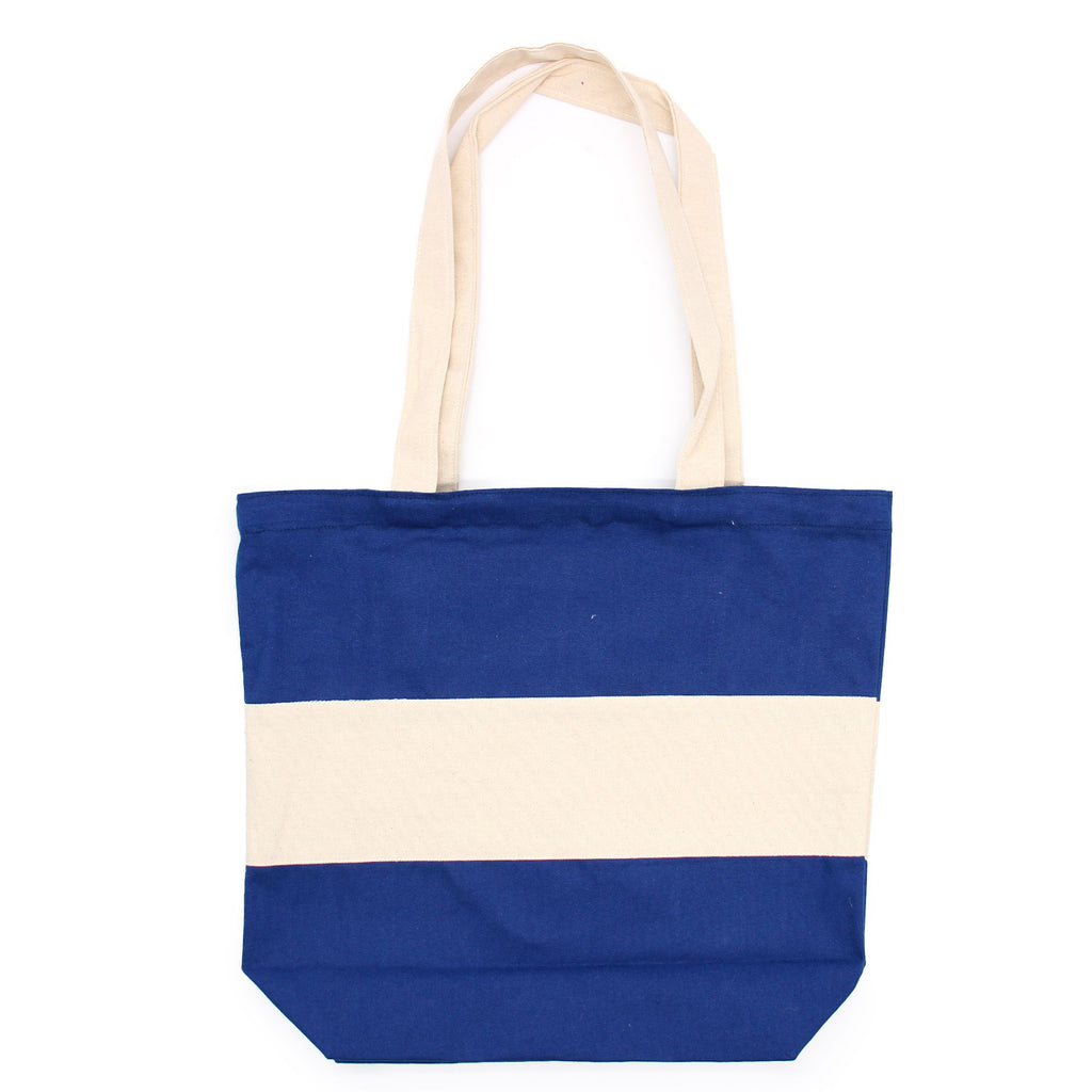Two Tone Cotton Bag 38x42x12cm Blue and Natural – view 3