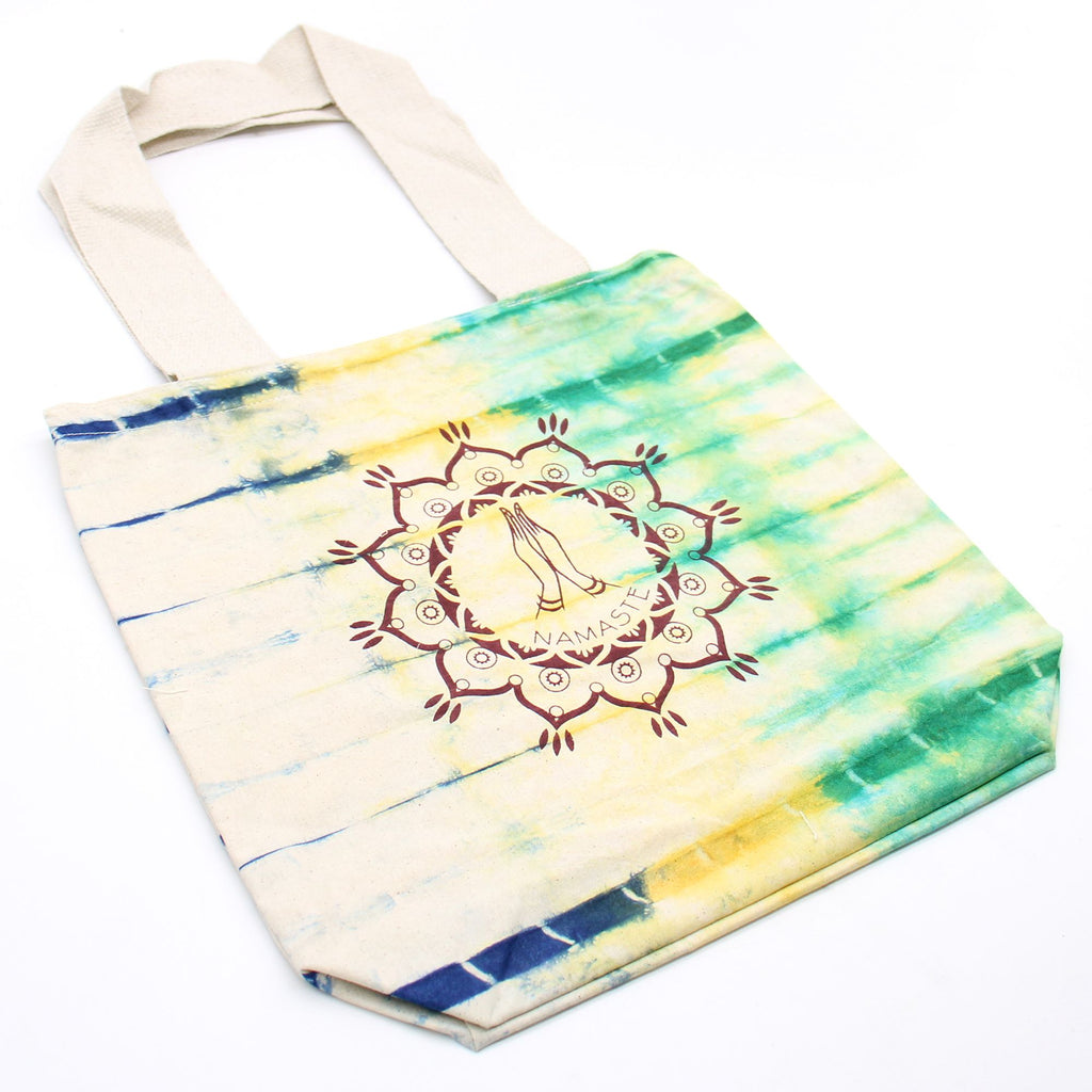 Tie-Dye Cotton Bag - Namaste Hands - Multi - Natural Handle – view 2