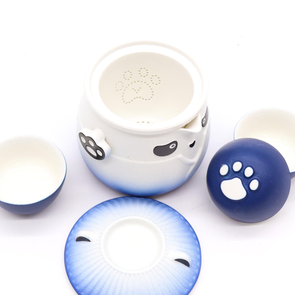 Panda Teapot Set with Three Cups - Sky Blue – view 2