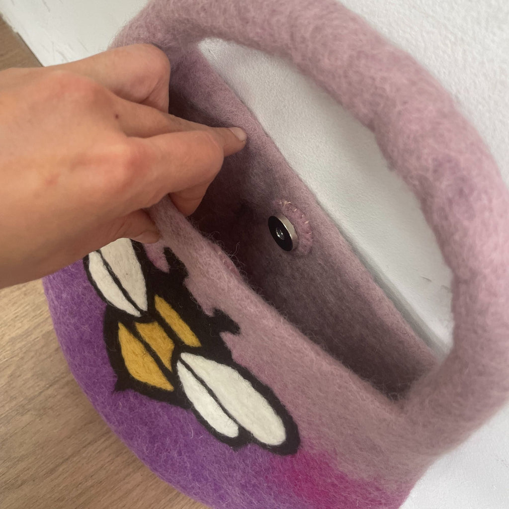 Water Felted Bee Bag - Lavender Shades, One Handle – view 5