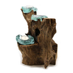 Molten Glass Triple Candle Holder on Wood – view 8