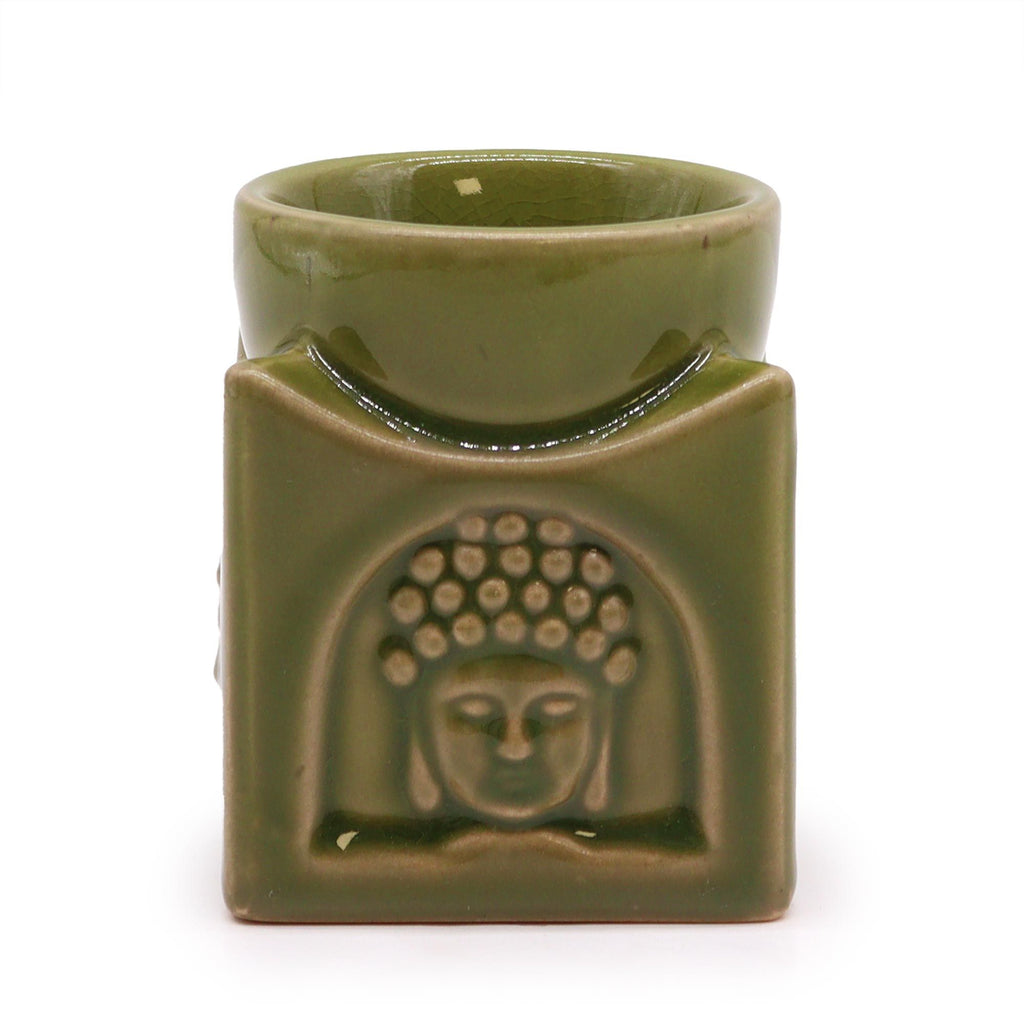 Square Buddha Ceramic Oil Burner - Light Jade