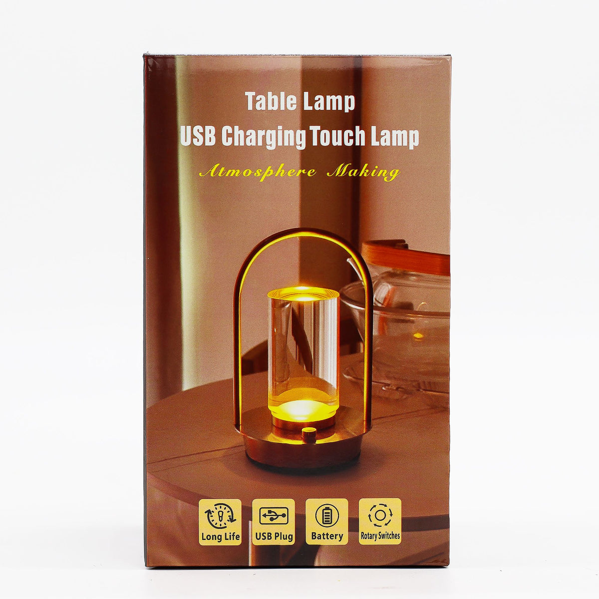 Touch Lamp, Crystal Lantern Shape, USB-C Rechargeable – view 4