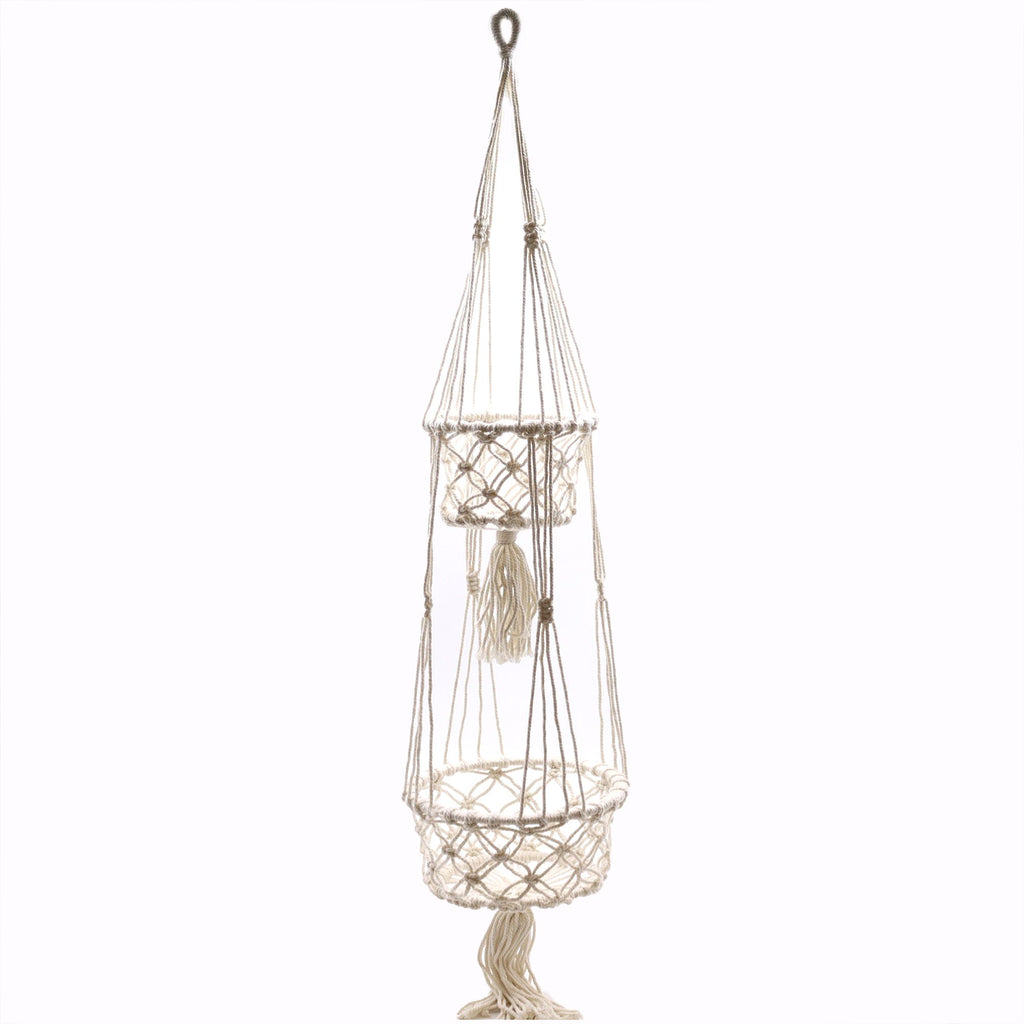 Double-Pot Macrame Plant Hanger, 100cm Long – view 4
