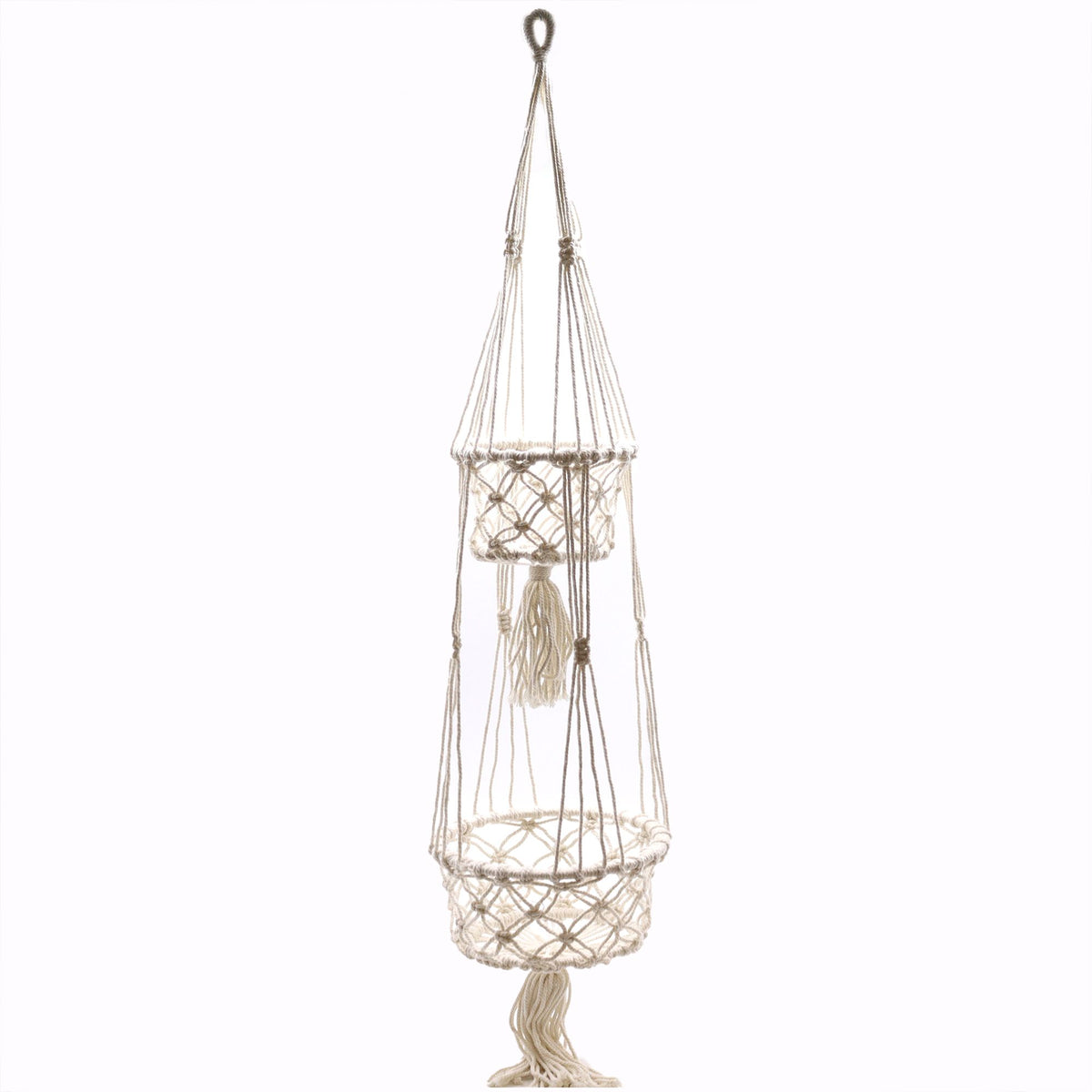 Double-Pot Macrame Plant Hanger, 100cm Long – view 4