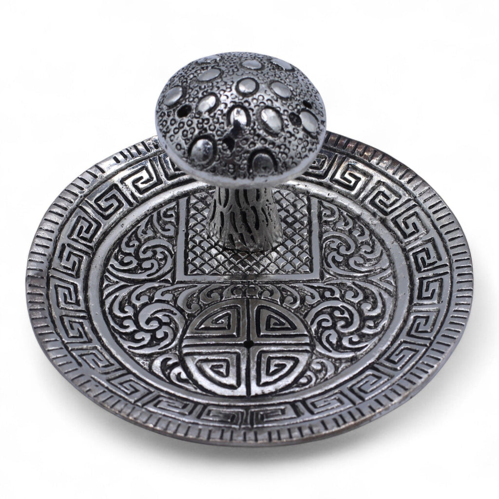 Mushroom Plate Incense Holder Silver Effect – view 2