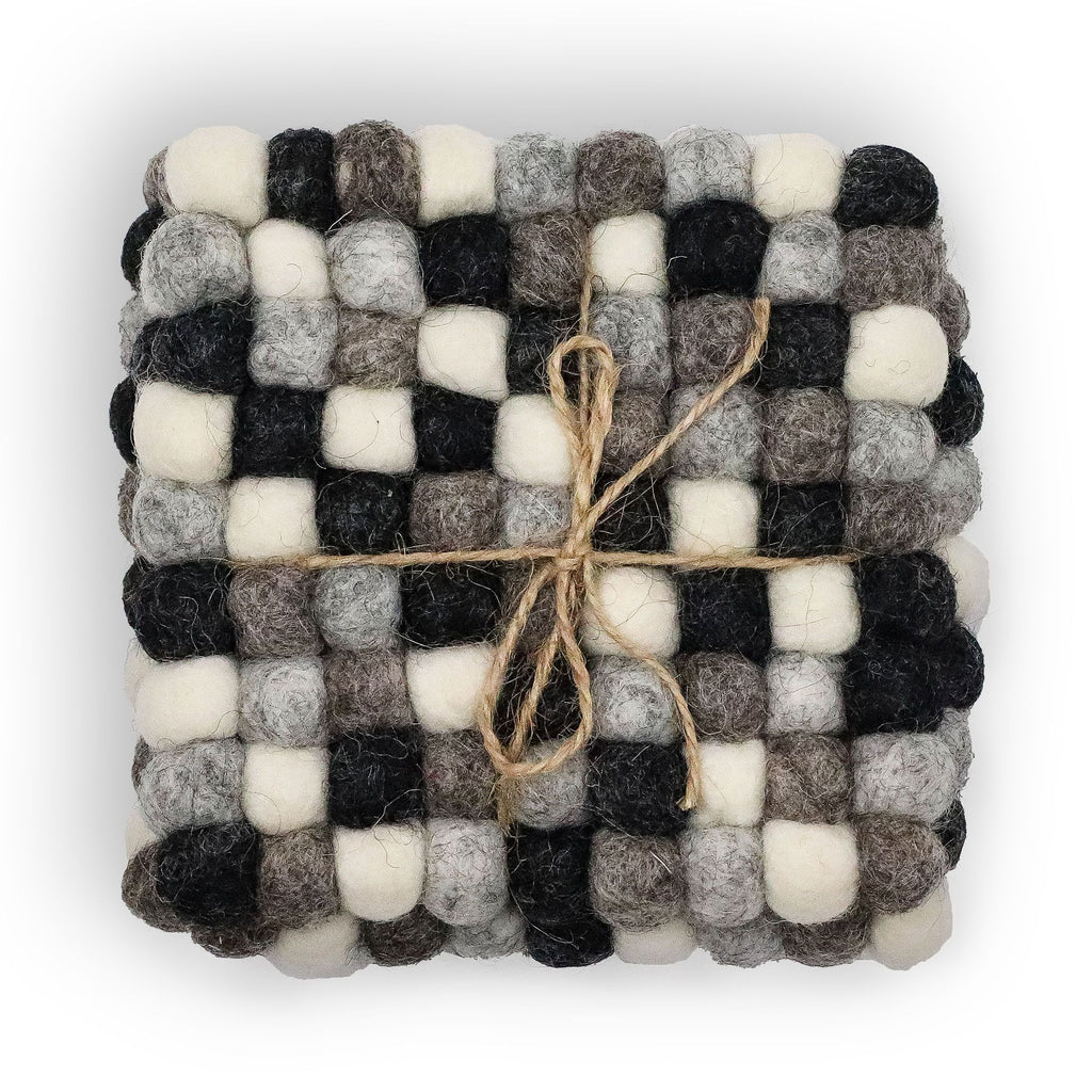 Square Felt Coasters 10cm Grey Tones Set of 4