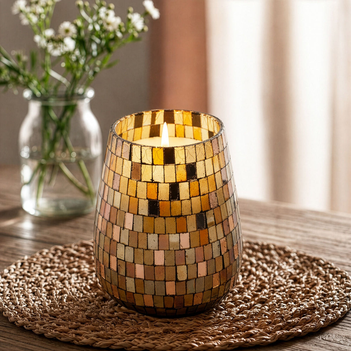 Tall Glass Jar Candle - Amber Mosaic – view 3
