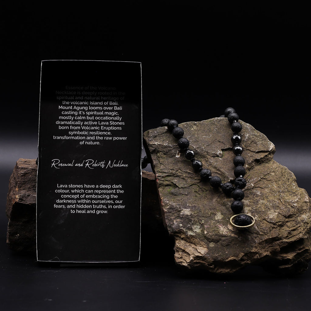 Black Lava Stone Necklace - Renewal & Rebirth – view 3