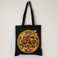 Dragon Yin Yang Cotton Tote Bag - Black