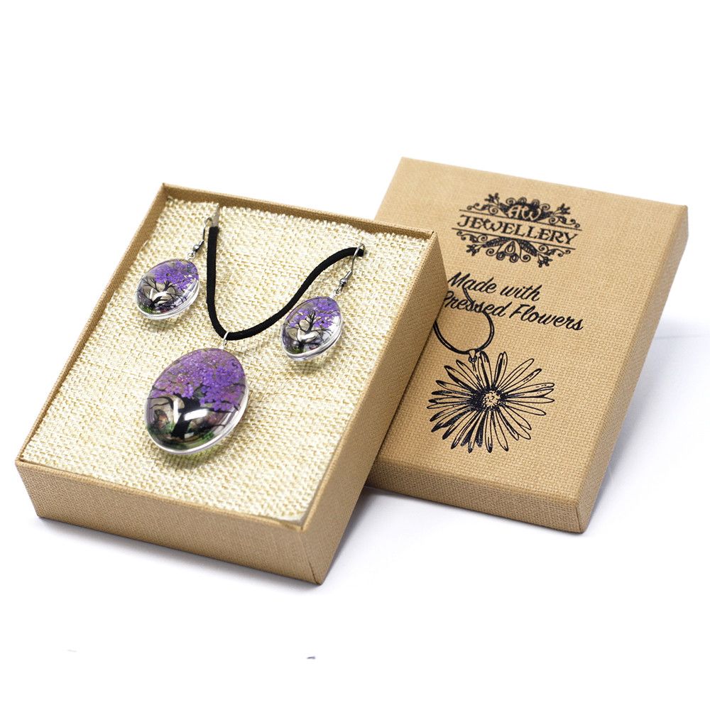 Tree of Life Pressed Flower Jewellery Set - Lavender – view 5