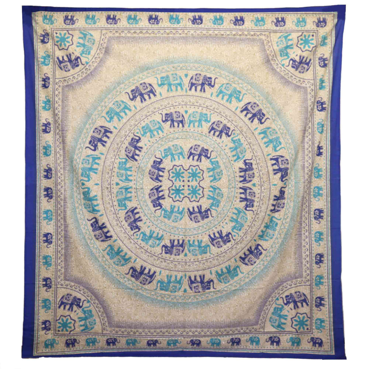 Elephant Mandala Wall Hanging & Beach Throw - Blues