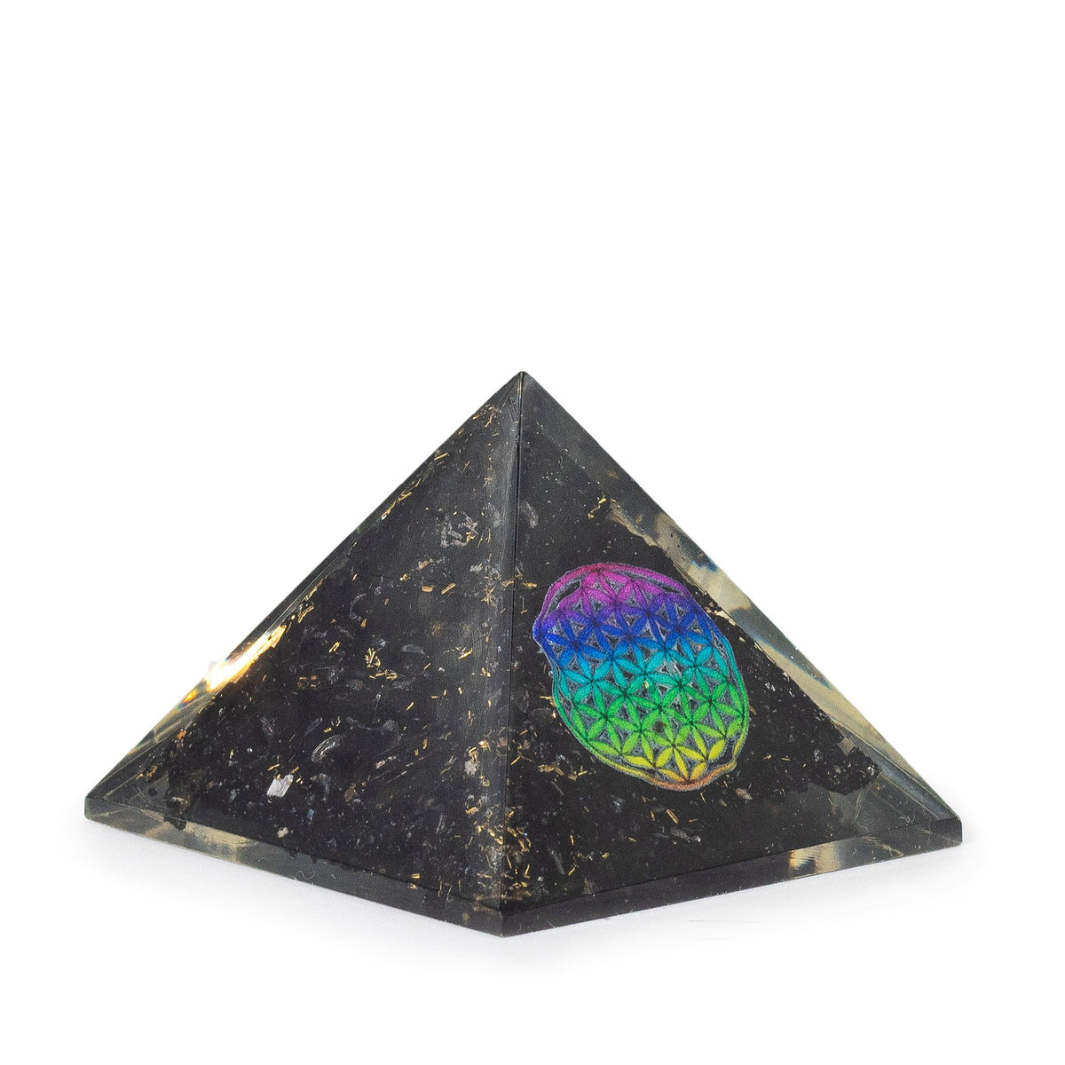 Small Orgonite Pyramid 5.5x4.5cm - Flower of Life, Black Tourmaline – view 2