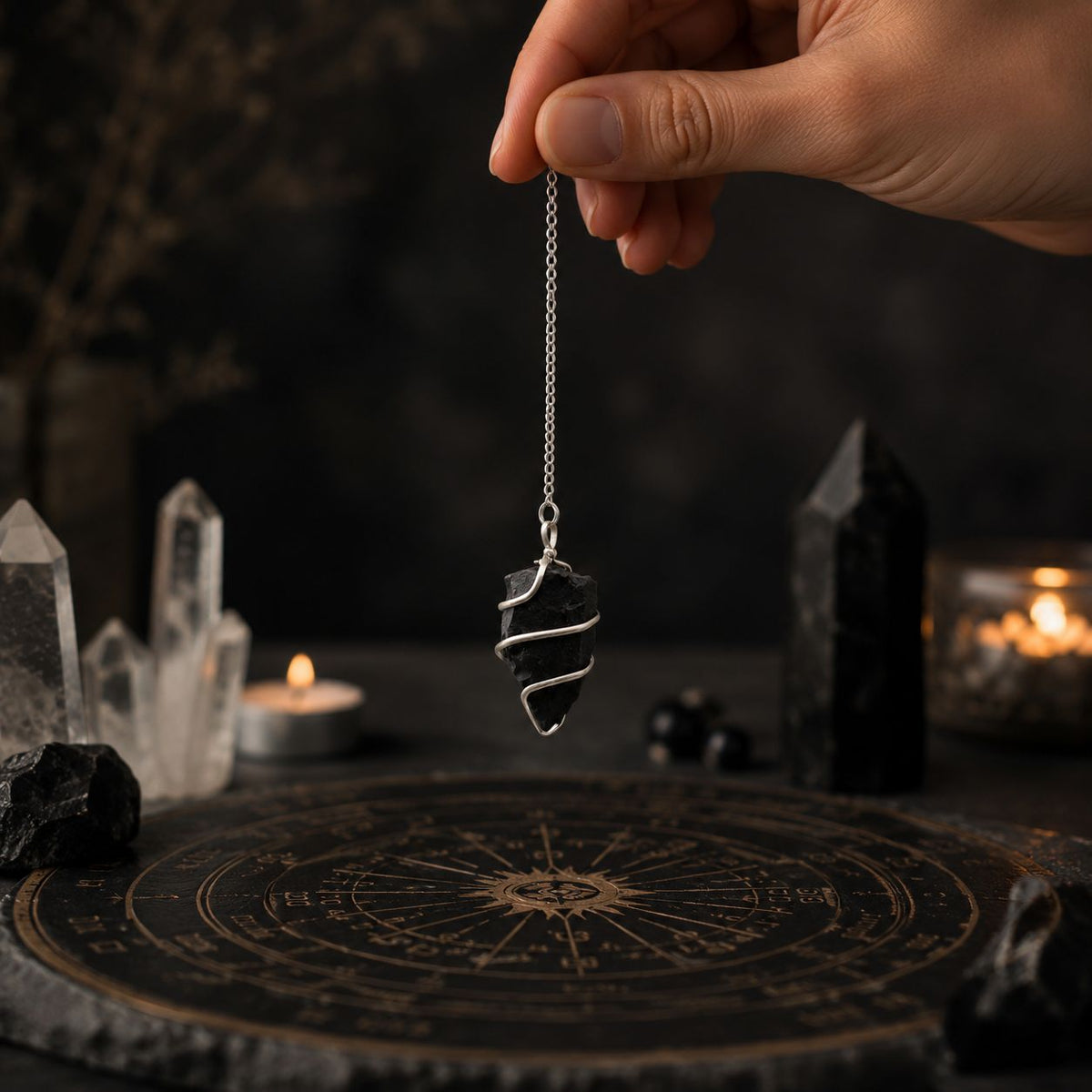 Raw Gemstone Pendulum - Black Agate – view 4