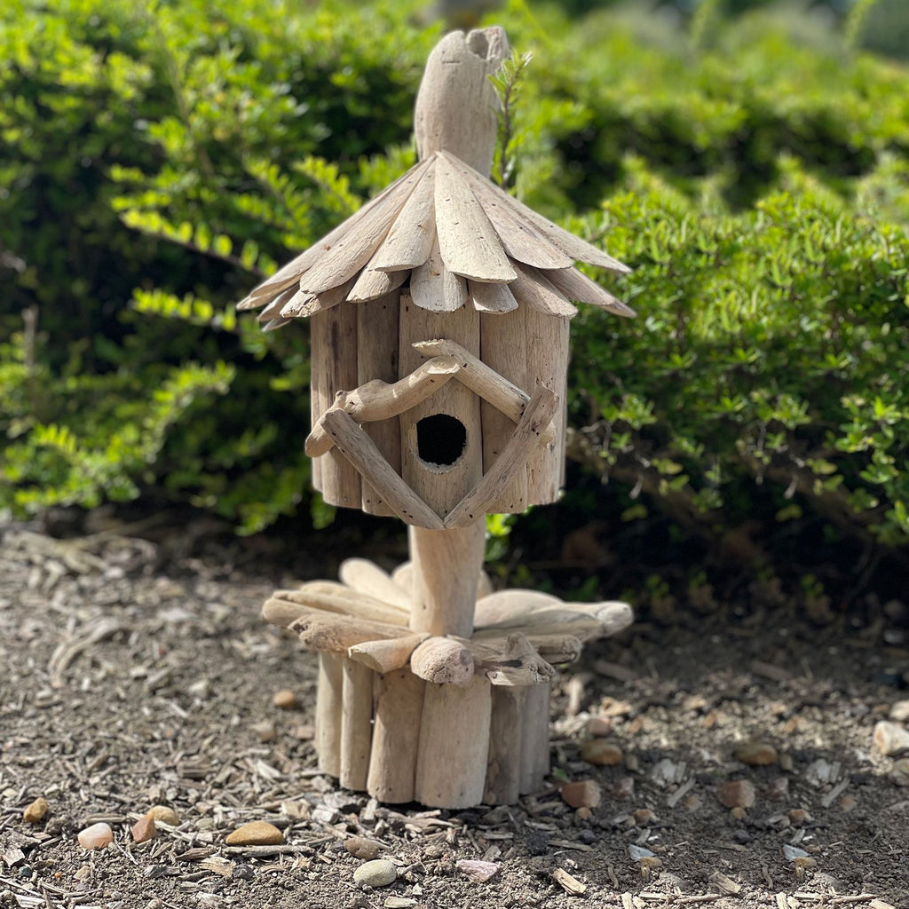 Recycled Driftwood Birdbox on Stand – view 3