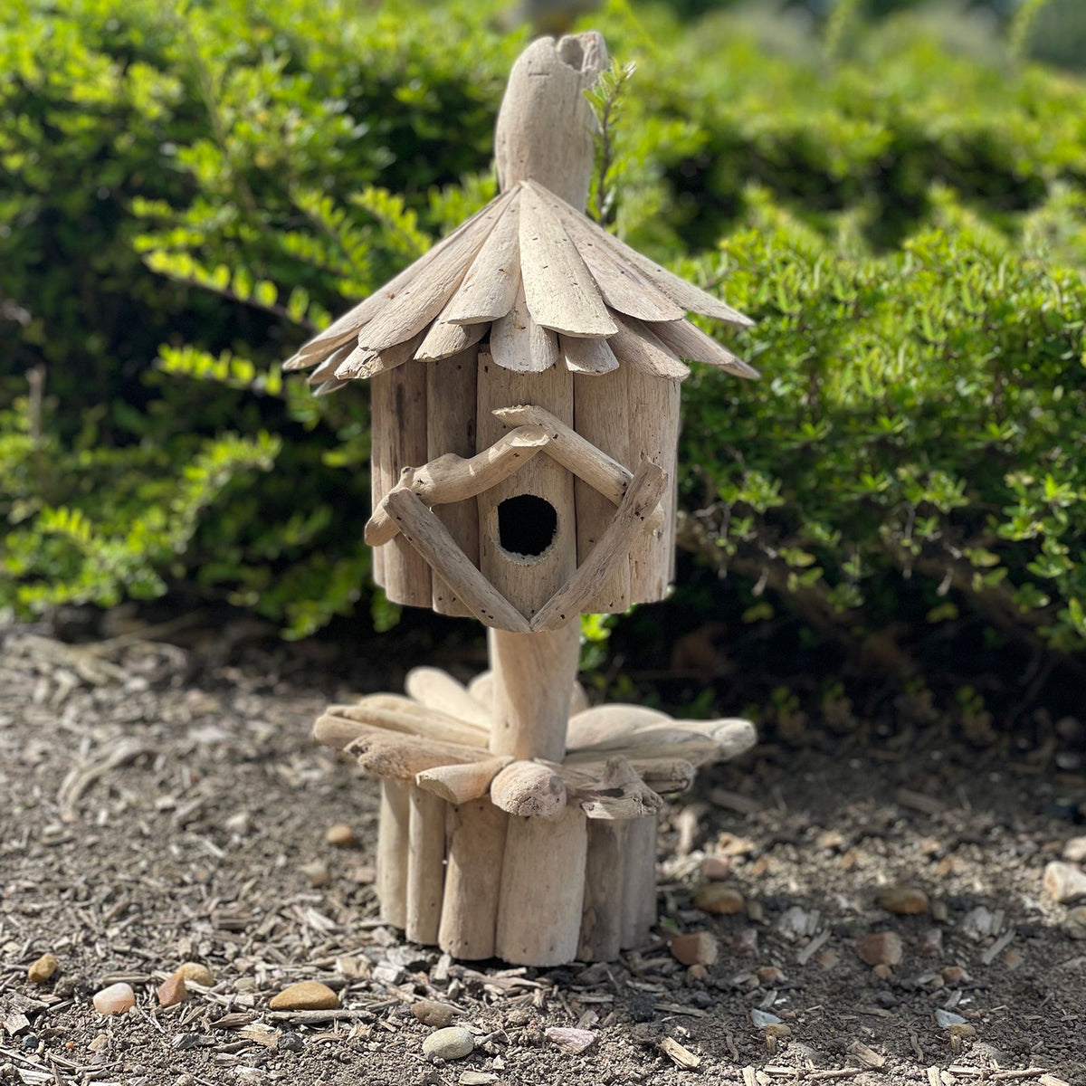 Recycled Driftwood Birdbox on Stand – view 3