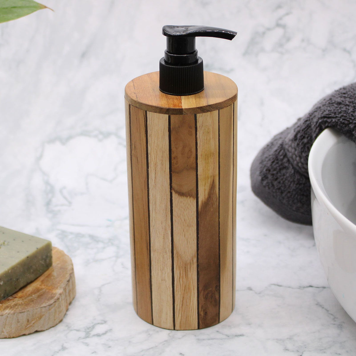 Natural Teakwood Soap Dispenser - Round – view 11